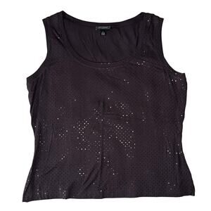 St. John Plum Purple Sparkle Stretchy Sleeveless Top Size XL Minimal Quietluxury